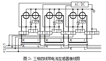 三相四线带电流互感器接线图