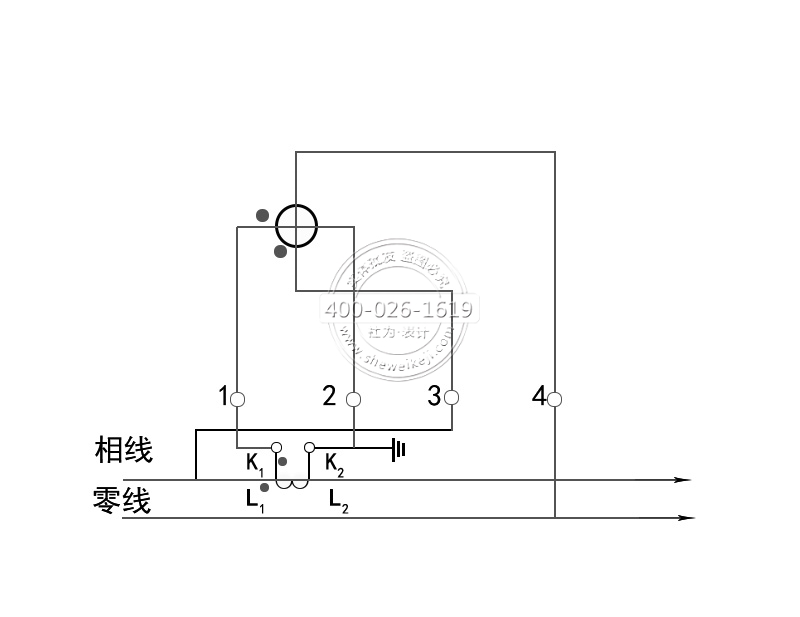 单相电子式电表经电流互感器单进单出接线图