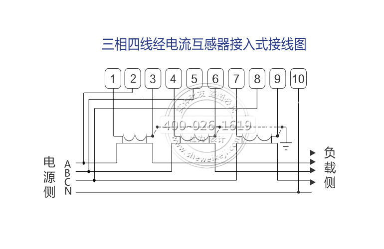 三相四线电表经互感器接入式接线图